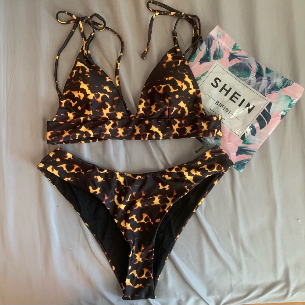 Tortoise shell bikini set with ties